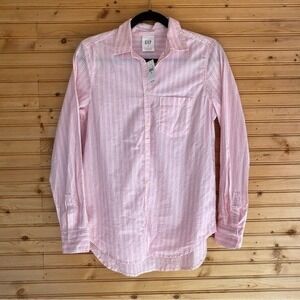 GAP The Classic Shirt Oxford Button Down Pink Striped NWT XS Preppy Timeless